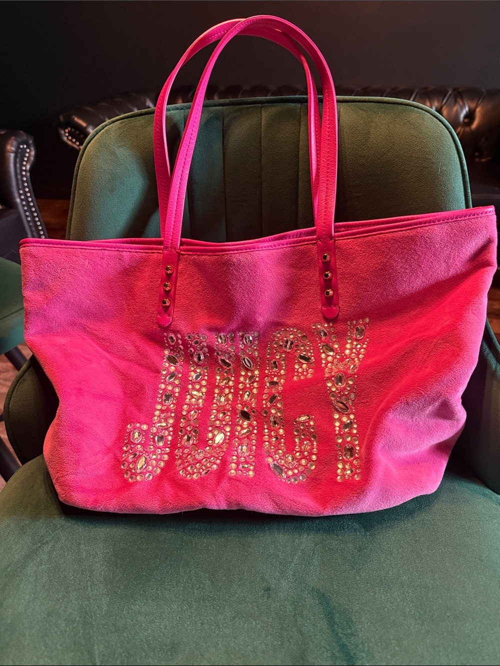 Juicy Couture Hot Pink Studded Logo Tote
